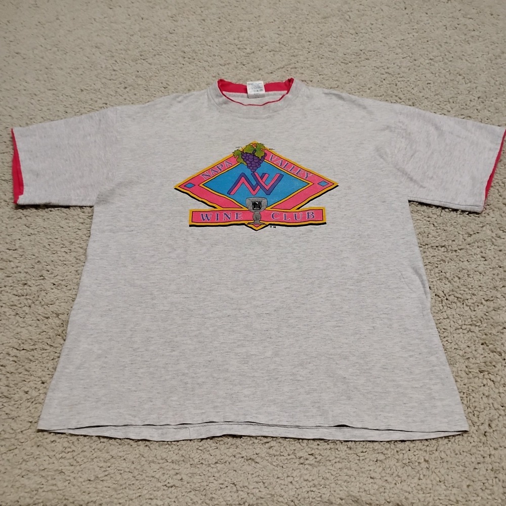 Vintage Belton Shirt Mens XL Gray Wine Drinking Single Stitch Ringer USA 90s